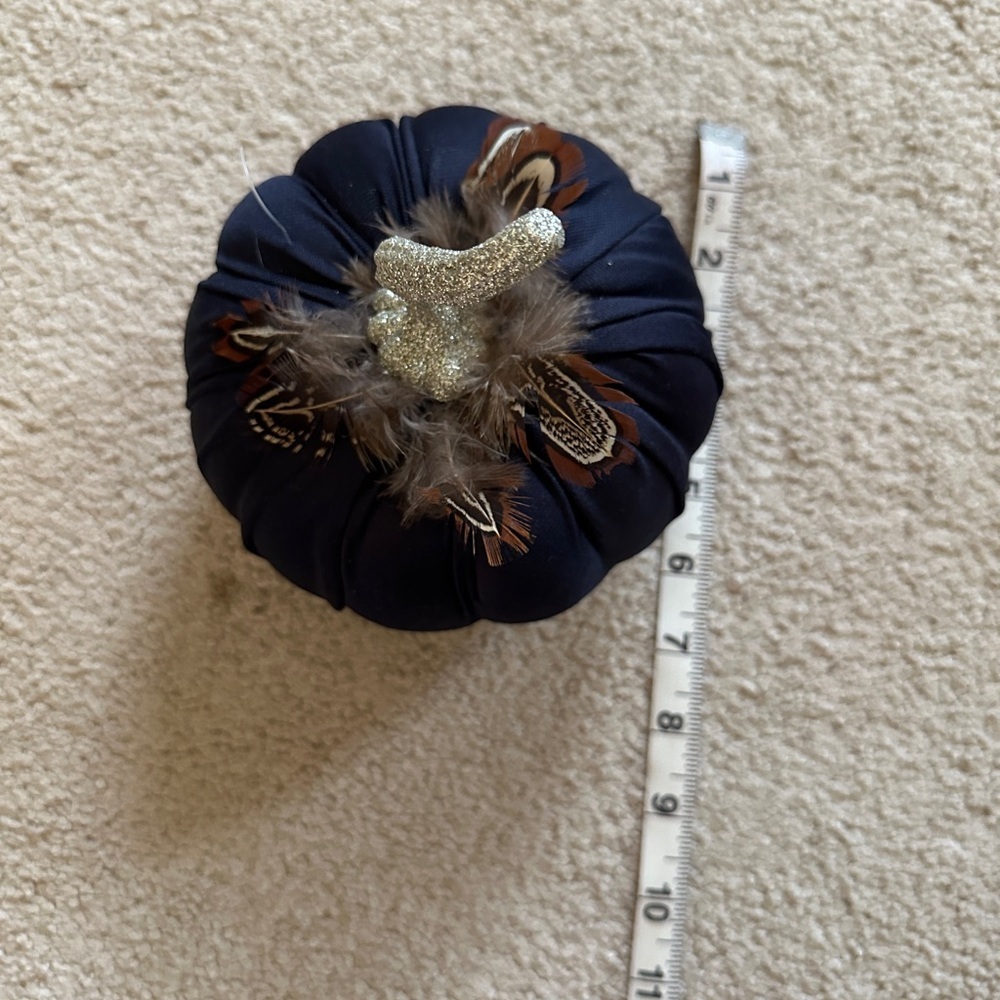 Decorative Black Pumpkin with Glitter Stem - Picture 2 of 4